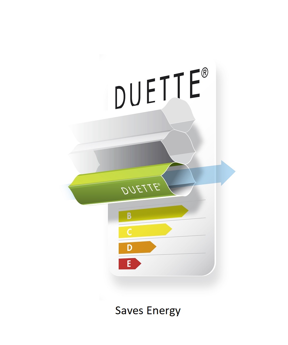 Duette Shades Logo visual saves energy English