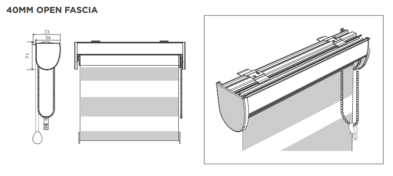 Softshade 40mm open fascia.