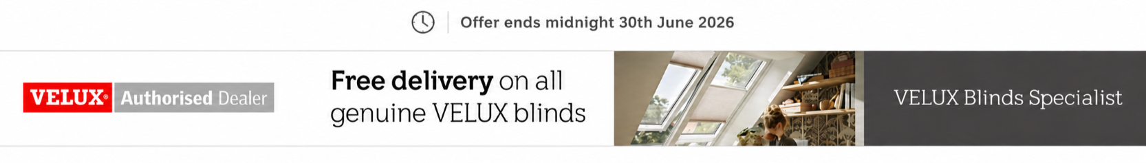 Free Delivery on Velux Blinds