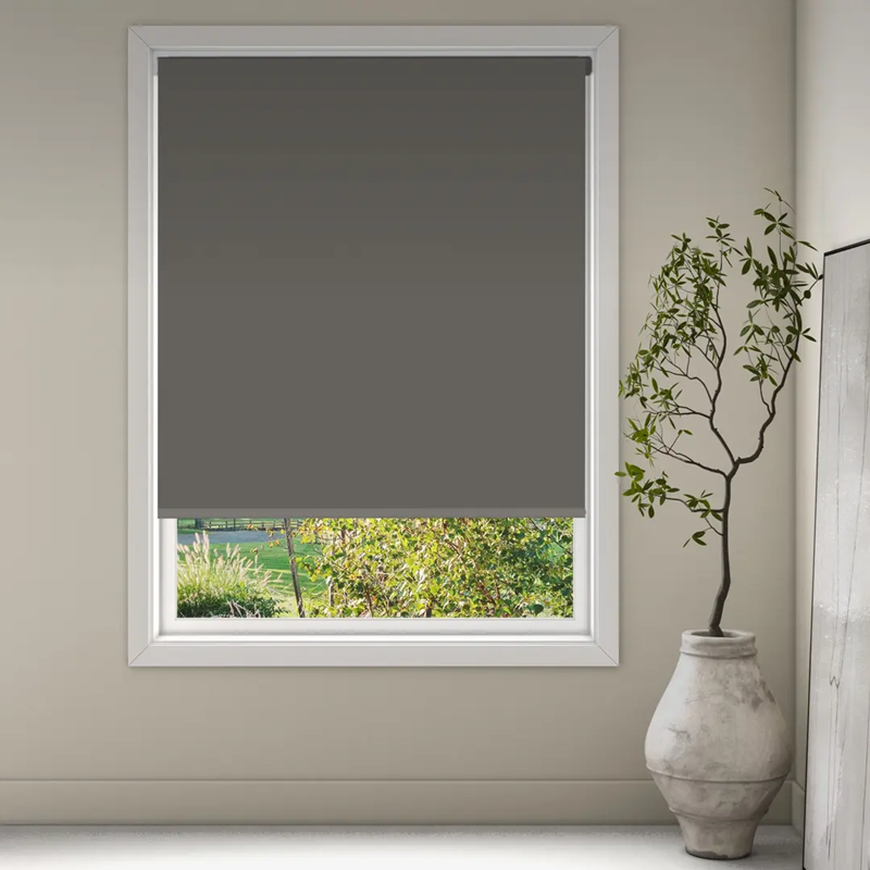 Luxaflex Room Darkening Grey/Black Roller Blind | 1262 Source