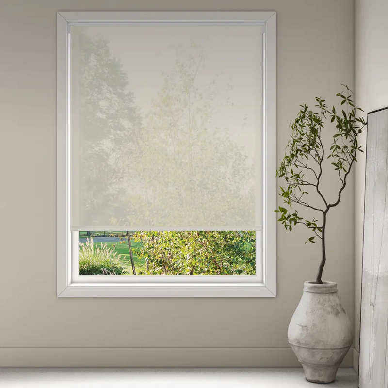 Luxaflex Sheer White/Off White Roller Blind | 1270 Universe Re-Life 3% FR