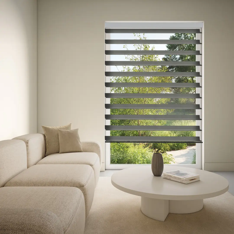Luxaflex Silhouette 75mm Vane Grey/Black Blind | Matisse-Ebony Black 5502