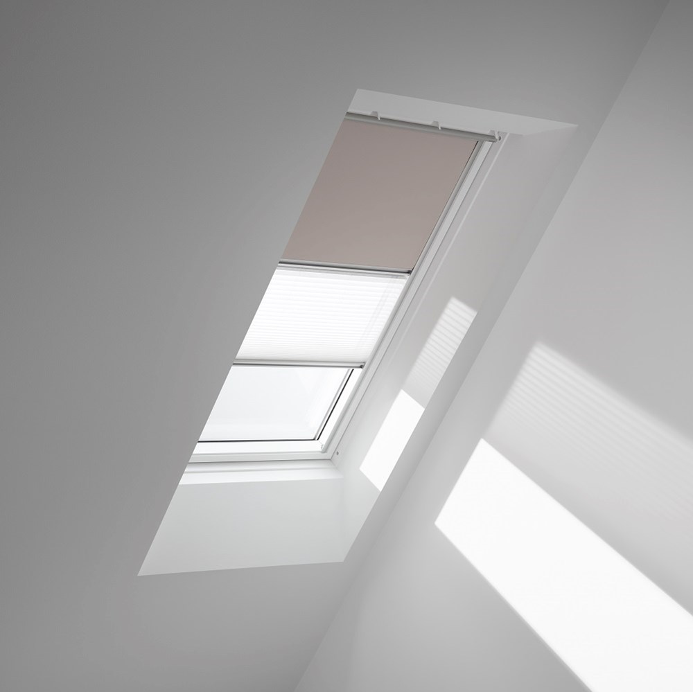 Genuine VELUX® Blackout Duo (DFD) Blind | 4580 - Light Taupe/White